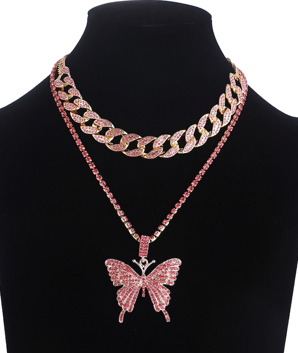Butterfly Cuban Necklace set