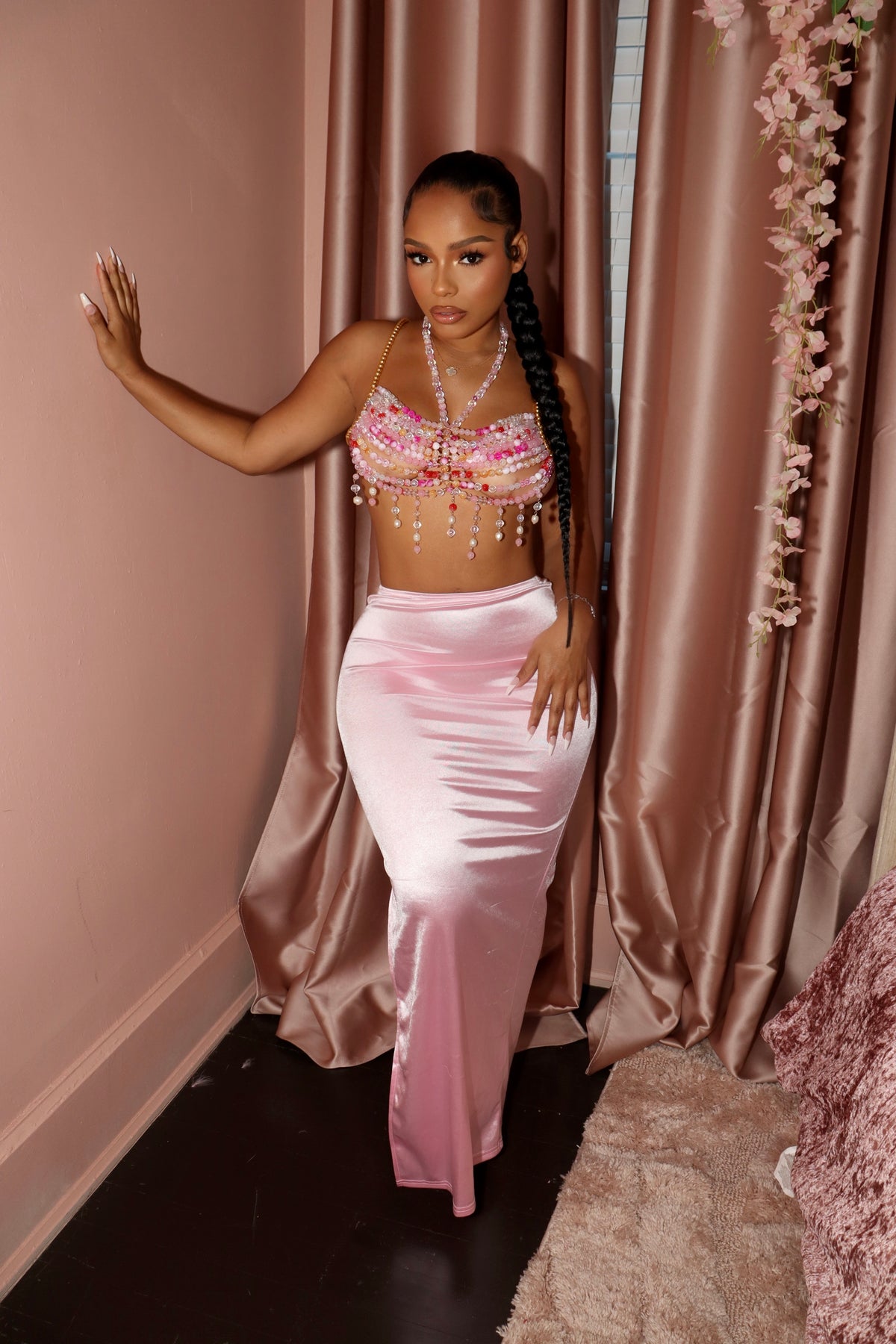 Satin skirt (pink)