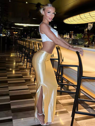 Satin skirt (cream)