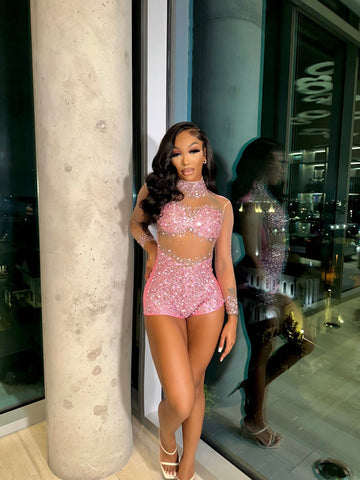 Diamonds are forever romper (pink)